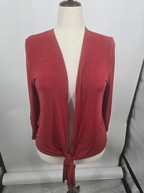 Traveler's By Chico's Rust Orange Tie-Front Open Lightweight Cardigan XL (6975)